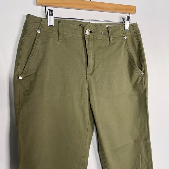 Rag & Bone Womens 26 Olive Green Buckley Chino Pants Cotton Raw Edge Roll Cuff - Picture 3 of 15
